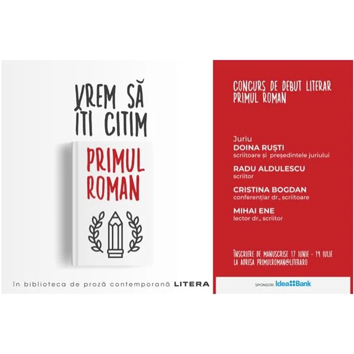 Invitație pentru scriitori: înscriere la concursul de debut literar „Primul roman” jpeg