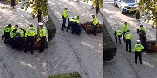 Scandal provocat în Râmnicu Vâlcea de un tânăr suspectat că s-a urcat la volan sub influenţa drogurilor şi care refuză să fie încătuşat Foto colaj.jpg