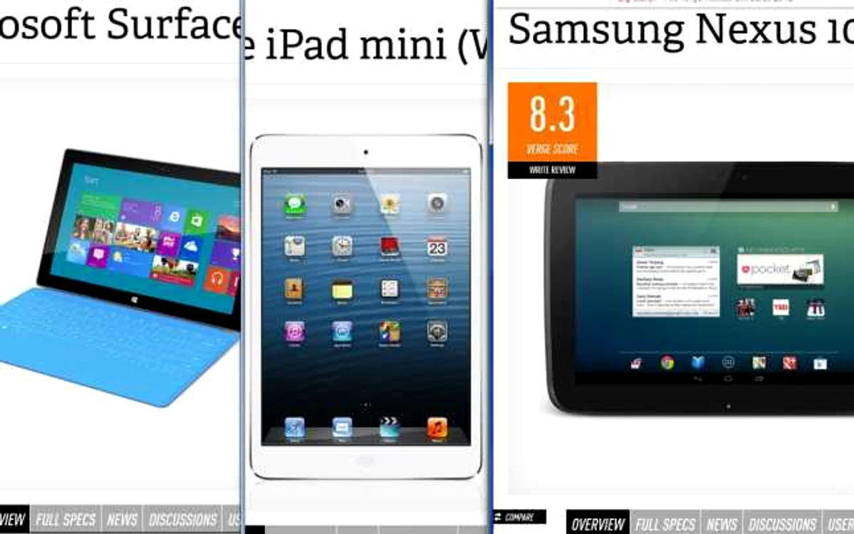 Surface, iPad Mini şi Nexus 10 au adus ceva nou pe piaţa tabletelor în 2012. FOTO Captură/Adevărul