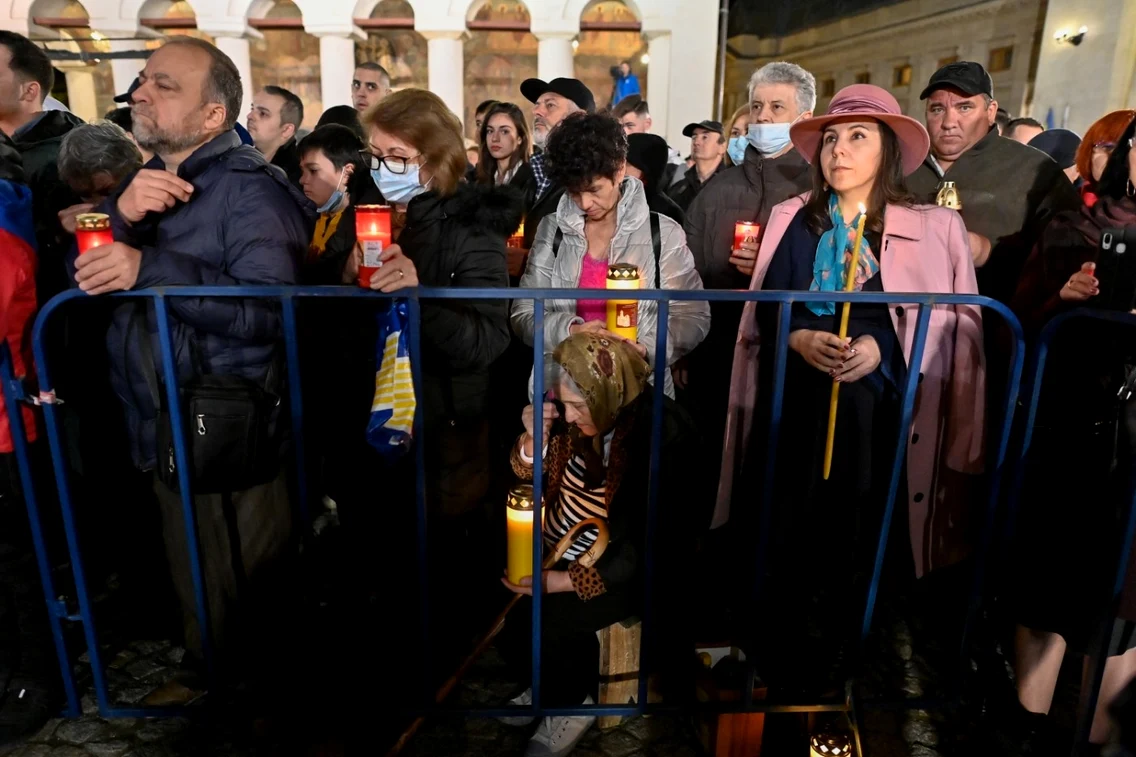 Slujba de Paste Inviere la Patriarhia Romana in Bucuresti 24 aprilie 2022 FOTO Mediafax / Eduard Vinatoru