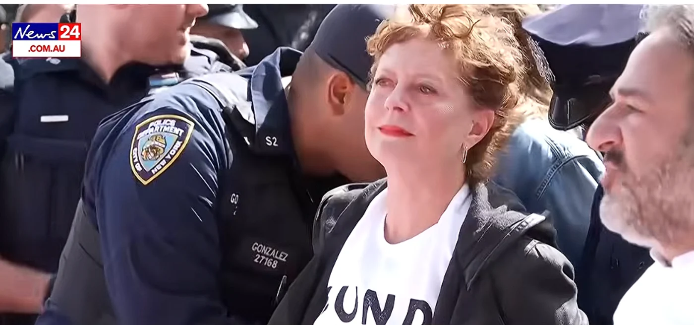Momentul reținerii actriței Susan Sarandon