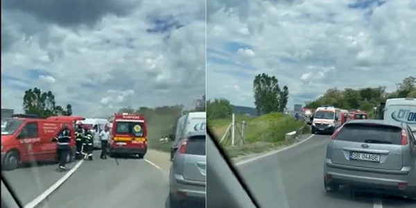 Grav accident rutier pe DN 14 la ieşire din Târnava spre Mediaş - trei victime în urma unei coliziuni dintre un autoturism şi o dubă de marfă