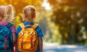 schoolchildren with backpacks outside sunny day created with generative ai technology jpg