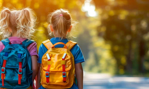 schoolchildren with backpacks outside sunny day created with generative ai technology jpg