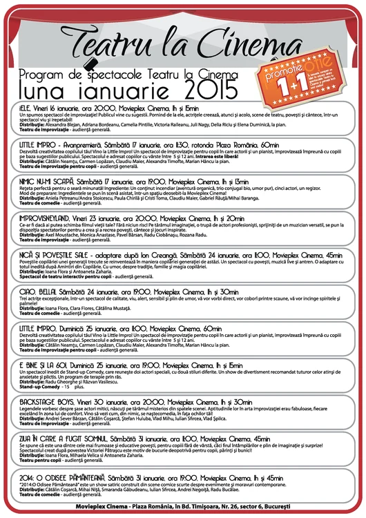 Programul lunii ianuarie