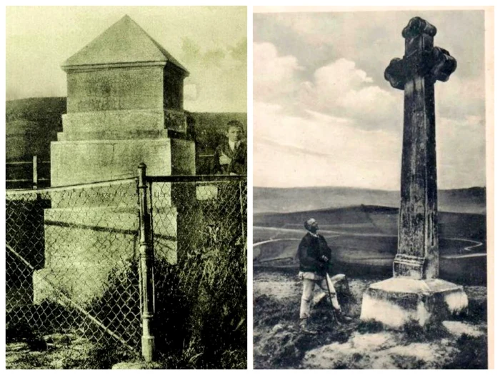 Piatra Libertăţii şi Crucea lui Avram Iancu, cele două monumente distruse în 1908. Foto: arhiva BCU Cluj