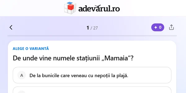provocarea zilei marti 6 octombrie jocurile zilei, quiz ul Hai la mare!