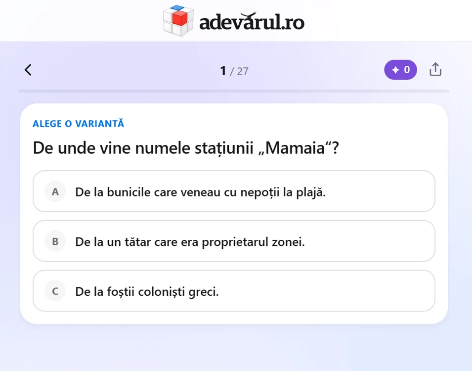 Quiz-ul are 27 de întrebări de cultură generală. 