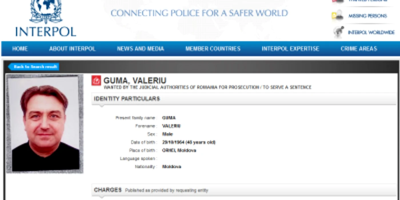 Site-ul Interpolului l-a dat în căutare generală pe deputatul moldovean FOTO interpol.int
