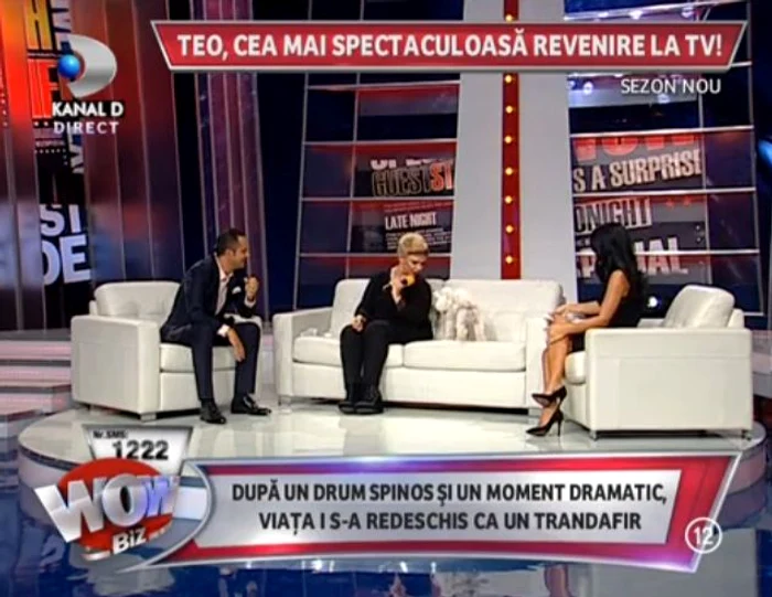 Teo şi-a deschis sufletul în faţa telespectatorilor WOWbiz (captură: WOWbiz)