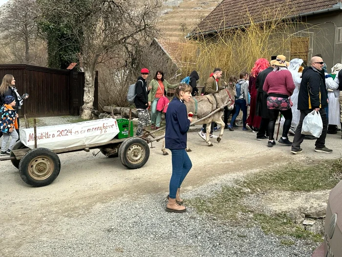 Alaiul cu sicriul alegoric, pe străzile satului FOTO Cosmin Szekely