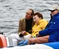 Infanta Margarita de Bourbon cu fiul său și fratele ei, Regele Juan Carlos, la regata de la Sanxenxo din 2022. FOTO: Profimedia