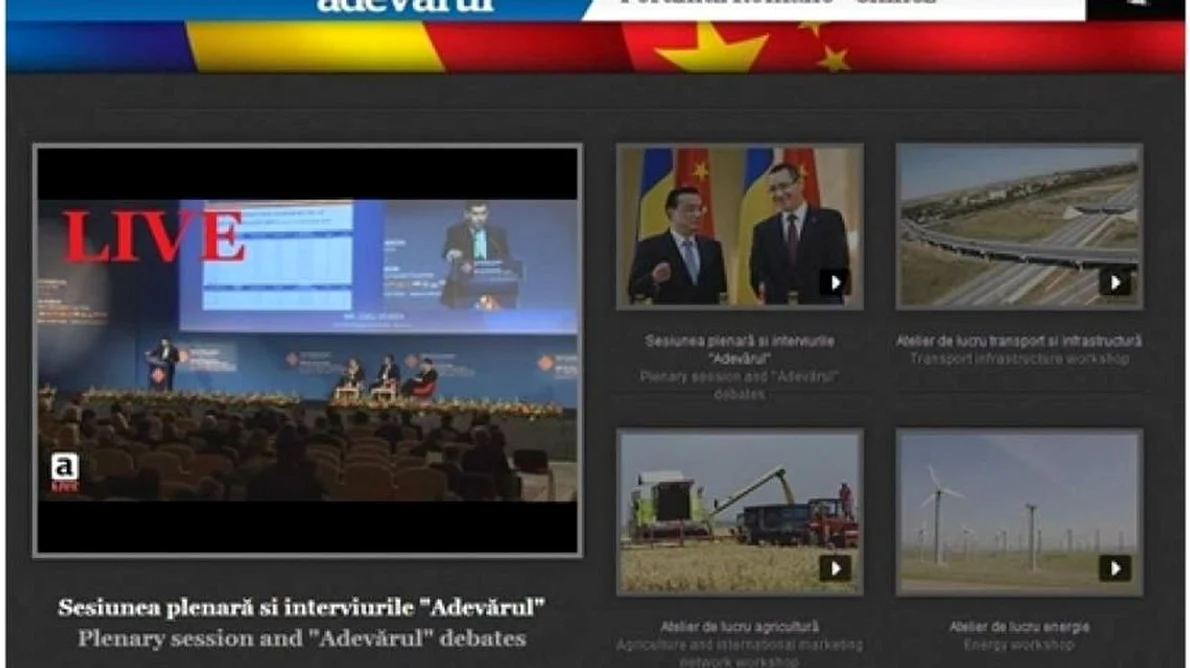 Premieră în online ul românesc: adevarul ro transmite  Forumul Româno Chinez, în exclusivitate, pe şase canale jpeg