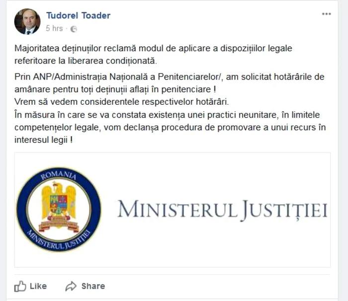 "tudorel toader-postare facebook"