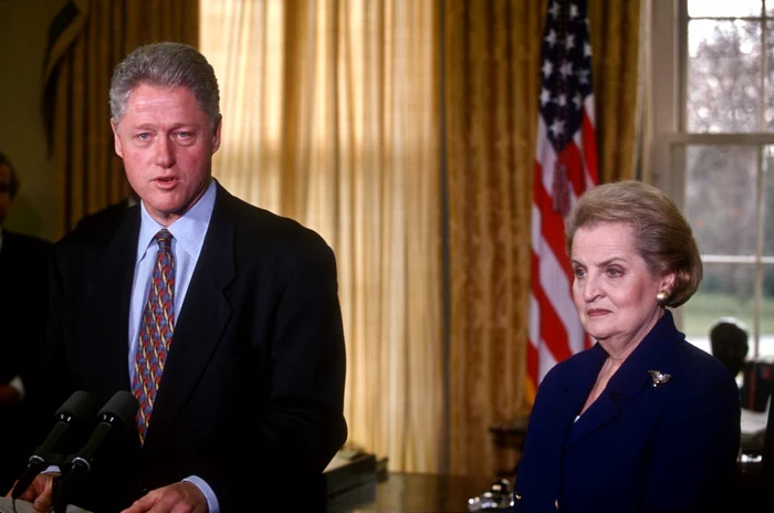Madeleine Albright și președintele Clinton - arhiva foto