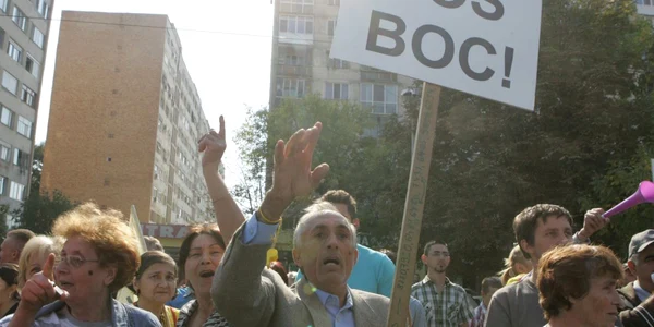 Protest la Timișoara în timpul vizitei oficiale a prim-ministrului Boc