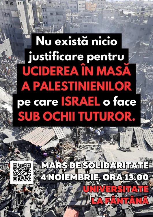 Afis al marșului de solidaritate cu poporul palestinian - Foto Facebook