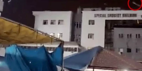 Proiectil căzând peste spitalul Al-Shaifa din orașul Gaza FOTO via BBC