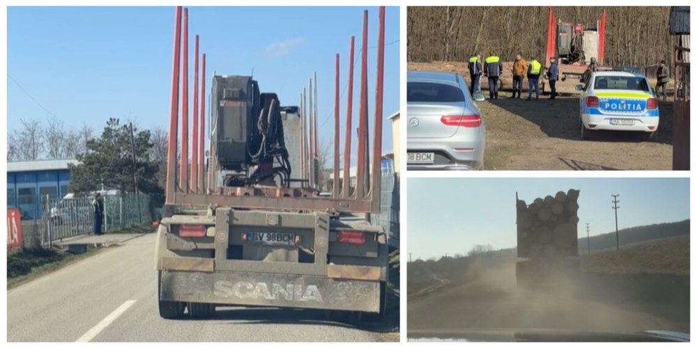 Camion încărcat cu lemn, confiscat de poliţiştii din Siret, în urma apelului unui activist de mediu