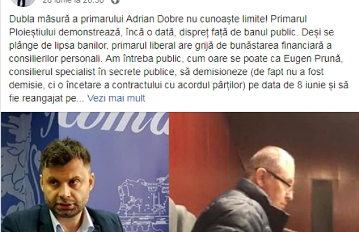 postare facebook viceprimar ploiesti