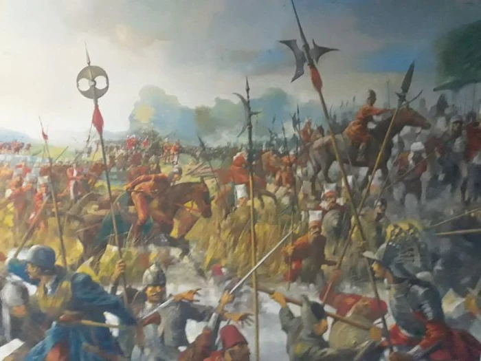 Pictură murală din diorama dedicată Bătăliei de la Călugăreni - Muzeul Militar Național. FOTO MApN 