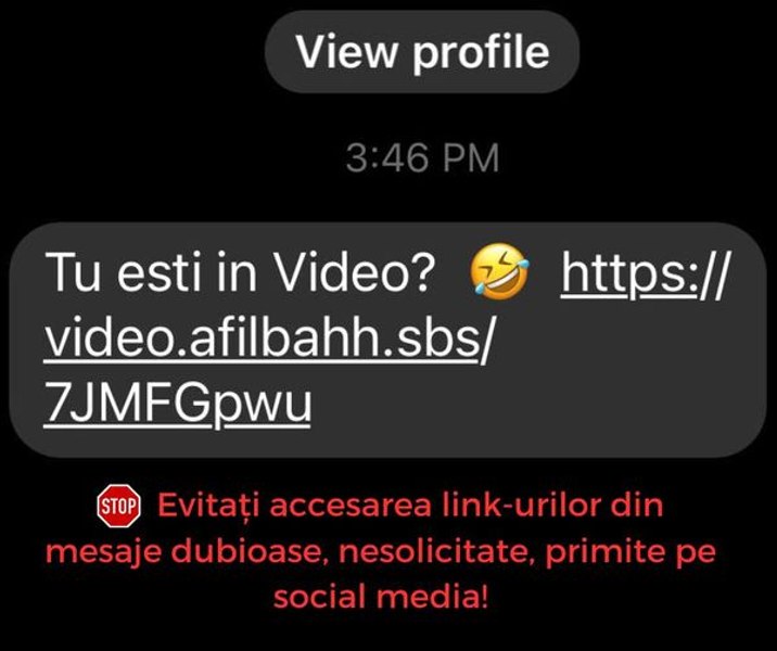 A fost reactivată metoda de fraudă „tu ești în video”. Curiozitatea victimelor le impinge să acceseze linkul malițios
