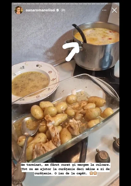Mâncarea gătită de Oana Roman / foto: captură InstaStory