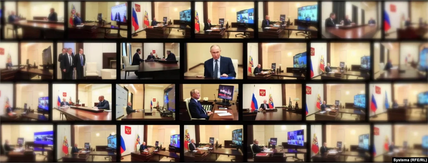 Birourile-clonă cu care Putin păcălește că se află la Moscova. Foto: X/Systema/RFE/RL