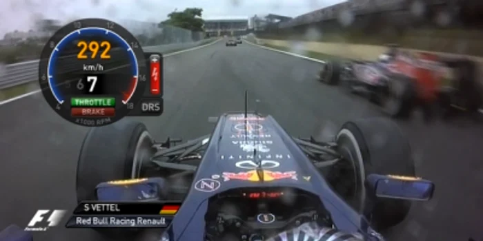 Imaginea video surprinsă la bordul monopostului Red Bull, care îl incriminează pe Sebastian Vettel FOTO BBC.CO.UK