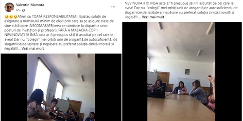 Discuţii şi negocieri în cancelaria Şcolii Vlădeşti - Vâlcea filmate de un cadru didactic şi postate pe Facebook Foto colaj video