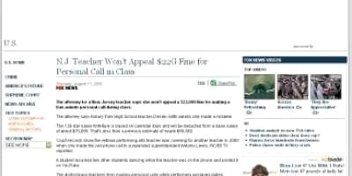 <b>Fox News</b>: Amendată cu 22.000 $ pentru că a vorbit la telefon în timpul orei de curs