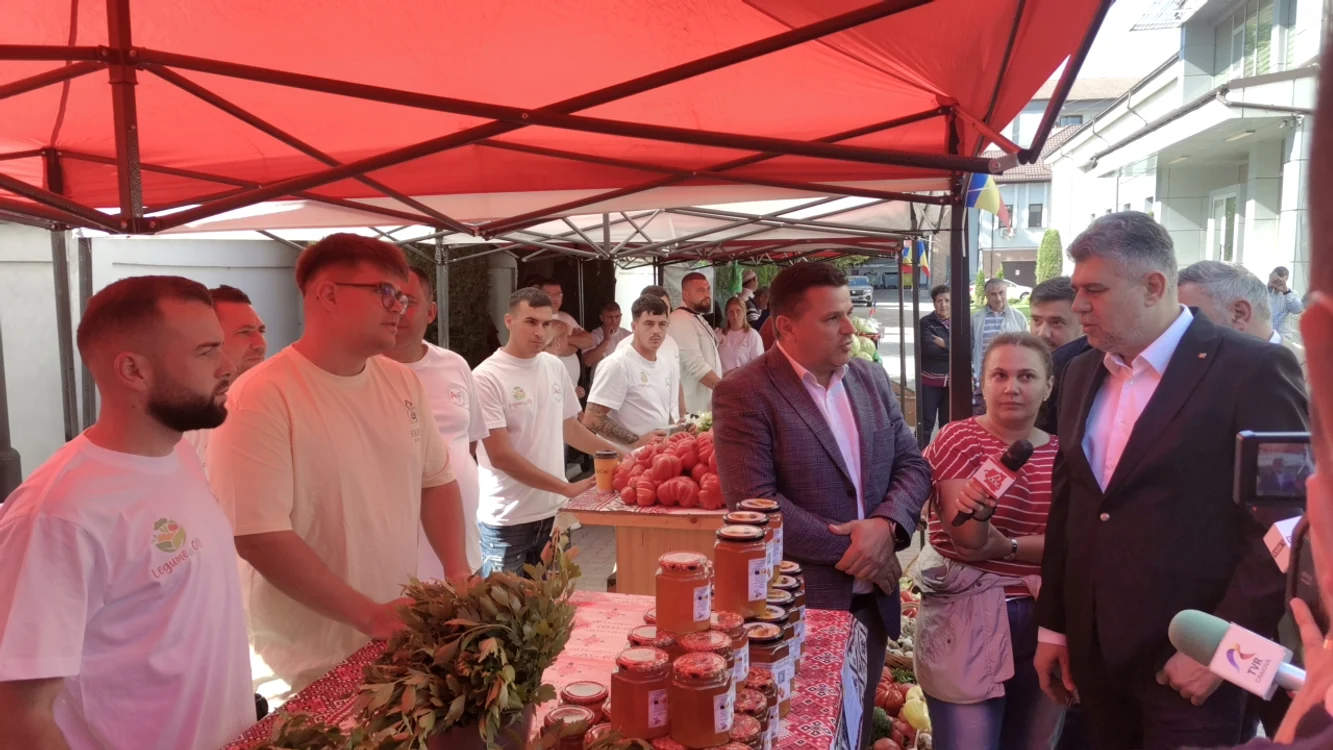 Marcel Ciolacu a trecut mai întâi pe la Slatina FOTO: A.M.