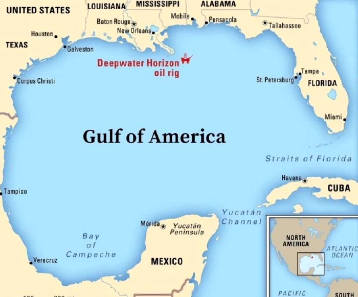 Administrația Trump a schimbat denumirea Golful Mexic în Golful Americii FOTO: X
