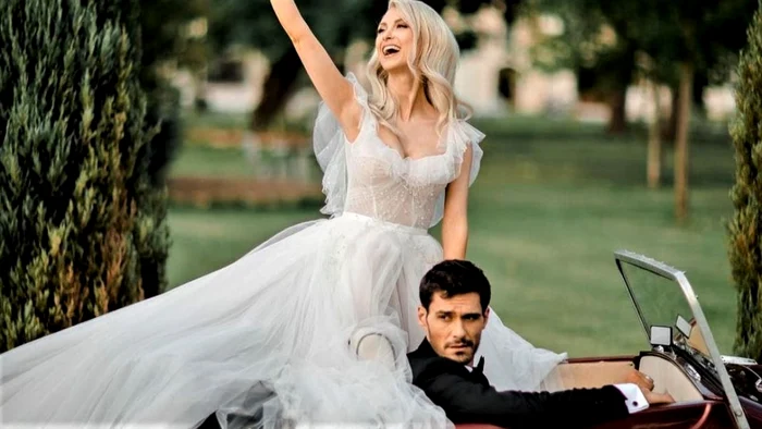 Andreea Bălan alături de George Burcea, în ziua nunții / Foto: arhivă
