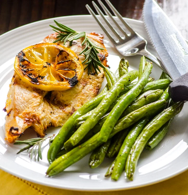 plate lemon rosemary chickengreen beans recipe jpeg