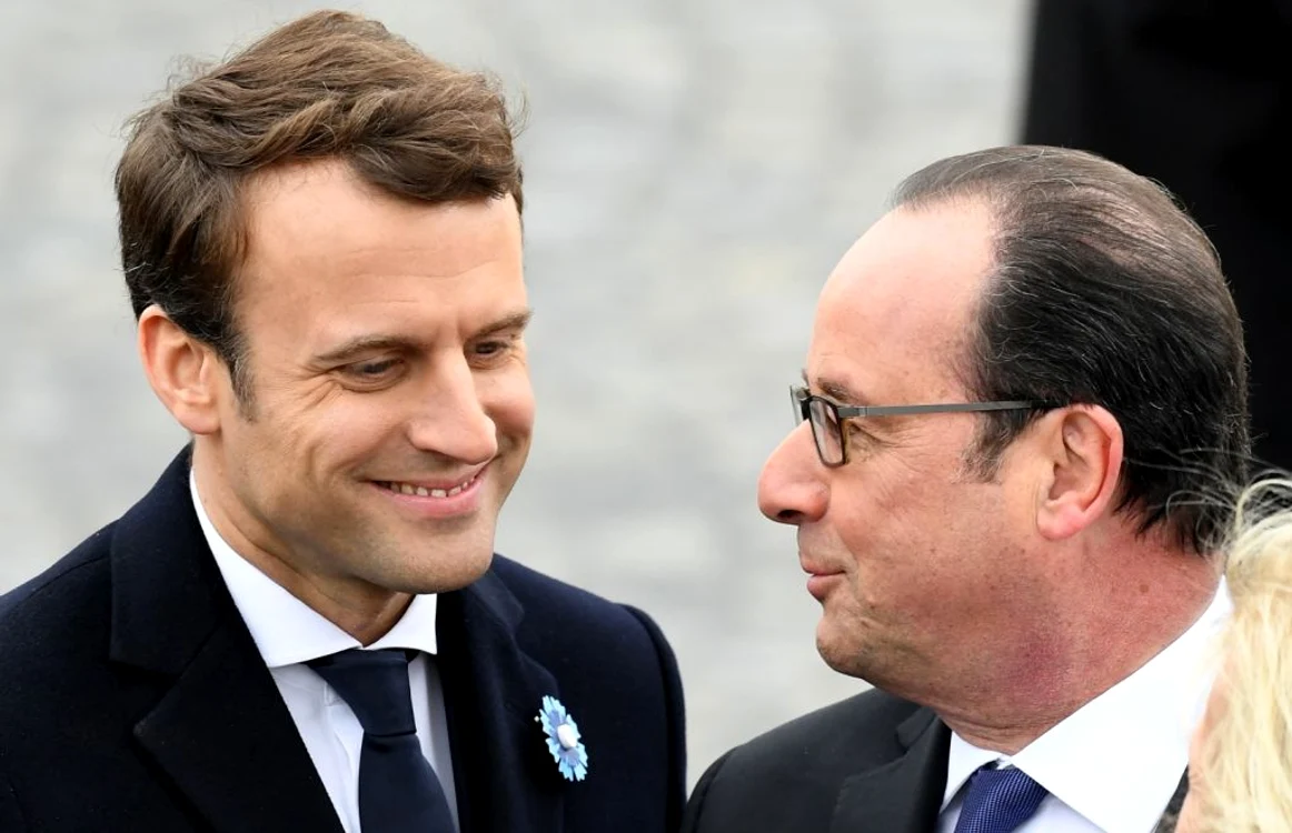 Emmanuel Macron si Francois Hollande FOTO Getty Images