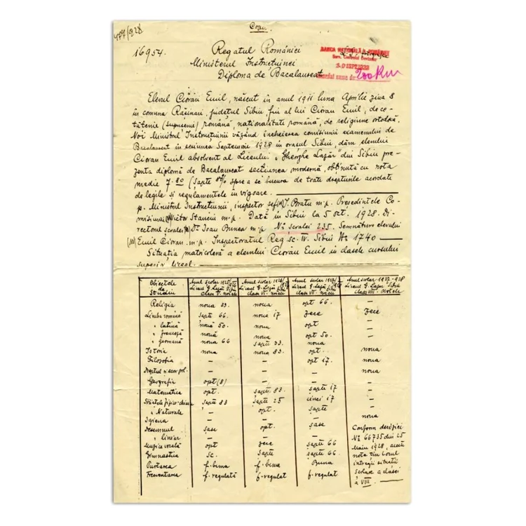 cioran diploma bac 1