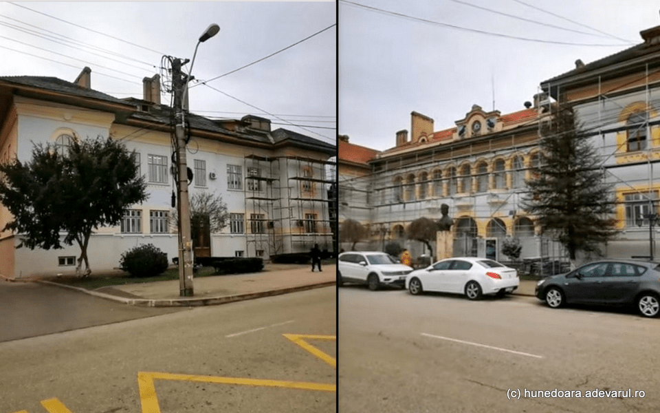 Muncitor căzut de pe clădirea Primăriei Hunedoara. Bărbatul lucra la acoperișul Palatului Administrativ