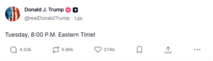 Mesajul transmis de Trump în cel mai recent ultimatum dat Iranului  FOTO: Truth Social 