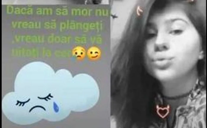 Adolescenta a pus pe Facebook un mesaj de adio SURSA FOTO Familia victimei