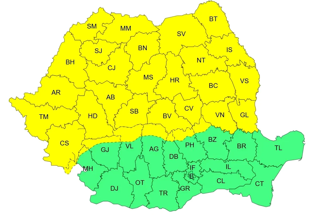 Zonele vizate de vreme extremă.