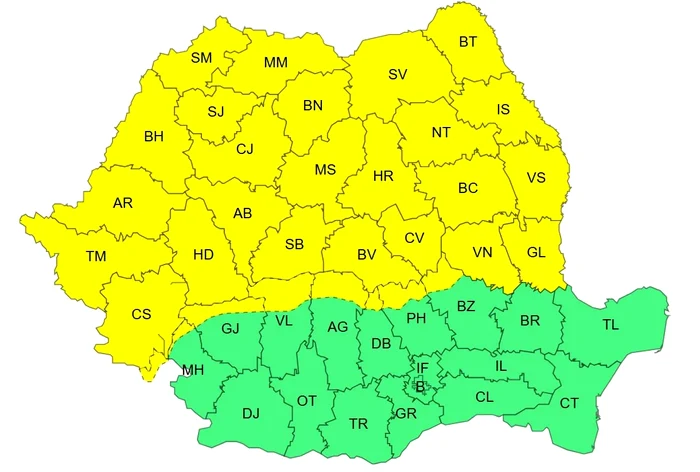 Zonele vizate de vreme extremă.