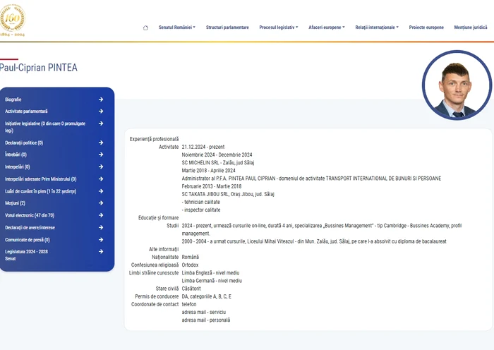 Între timp în CV-ul parlamentarului au fost făcute modificări