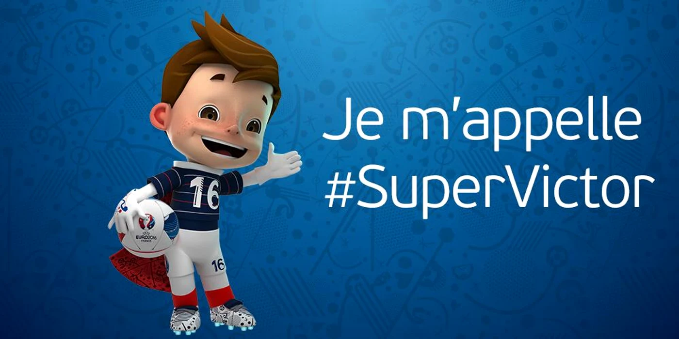 Super Victor vine după ce în 1984, mascota ultimului European găzduit de Franţa s-a numit Peno, iar în 1998 mascota Cupei Mondiale din Franţa s-a numit Footix.