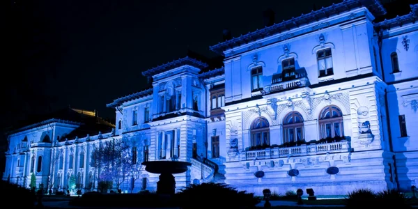 palatul cotroceni iluminat albastru foto muzeul cotroceni