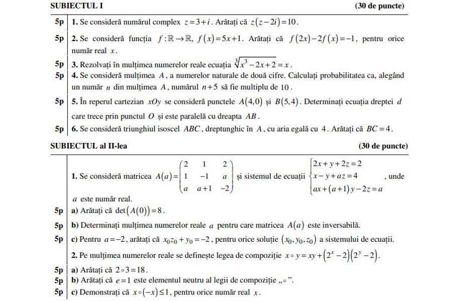  Teste de antrenament la Bacalaureat 2024. Modele de subiecte la Matematică