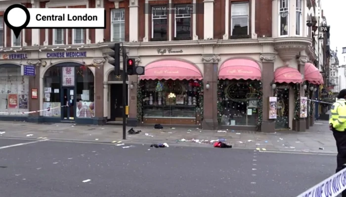 Locul unde un șofer a intrat în mulțime, la Londra