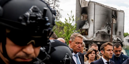Klaus Iohannis Emmanuel Macron Mario Draghi Olaf Scholz la Irpin Ucraina FOTO EPA-EFE