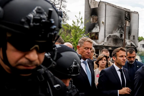 Klaus Iohannis Emmanuel Macron Mario Draghi Olaf Scholz la Irpin Ucraina FOTO EPA-EFE