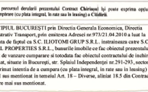 Primul facsimil ilustrează dreptul de preemţiune al municipalităţii, iar al doilea arată că aceasta refuză achiziţionarea sediului